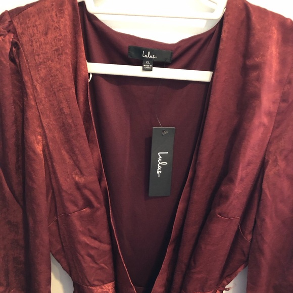 Lulu's NWT XL burgundy long sleeve maxi wrap dress style AD1949 - Picture 8 of 9
